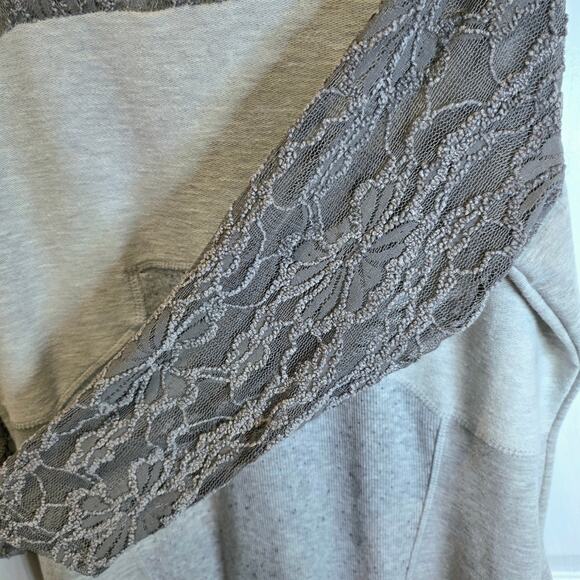 Sundance Manette Lace Sleeve Midi Dress Sz Large Light Gray Stretchy Knit Boho - Picture 8 of 16